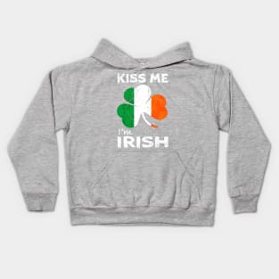 Kiss Me, I'm Irish Shamrock Ireland Flag Kids Hoodie